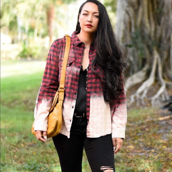 Red & Black Bleached Flannel - Picture 2 of 5
